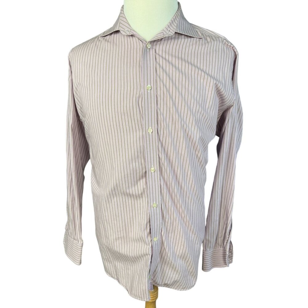TAYLORBYRD Button Up Mens Vertival Striped Dress Shirt Size XL